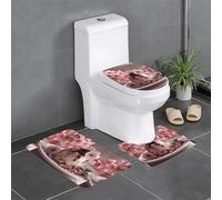 XBKGOHA Set di 3 tappetini antiscivolo con immagine di pudding Sakura per il massimo comfort, bagni padronali