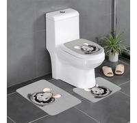 XBKGOHA Set di 3 tappetini antiscivolo con immagine di topi grigi, per il massimo comfort, per il bagno principale