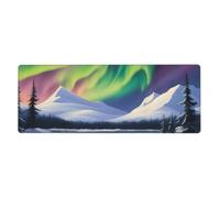 XBKGOHA Splendido tappetino per mouse extra large con immagine dell'aurora boreale, forte adesione, durevole, bordo di bloccaggio preciso 30,5 x 80 cm