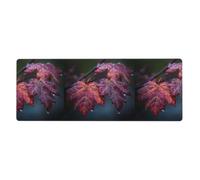 XBKGOHA Tappetino per mouse extra large con foglie d'acero sotto la pioggia, forte adesione, durevole, bordo di bloccaggio preciso 30,5 x 80 cm