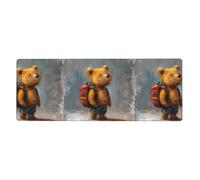 XBKGOHA Tappetino per mouse extra large con immagine dell'orsetto che viaggia intorno al mondo, forte adesione, durevole, bordo di bloccaggio preciso 30,5 x 80 cm