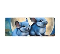 XBKGOHA Tappetino per mouse extra large con immagine di cincillà e luna, forte adesione, durevole, bordo di bloccaggio preciso 30,5 x 80 cm