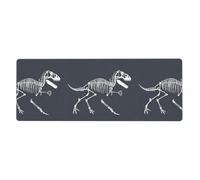 XBKGOHA Tappetino per mouse extra large con immagine di dinosauro che corre e scheletro, forte adesione, durevole, bordo di bloccaggio preciso 30,5 x 80 cm