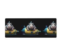 XBKGOHA Tappetino per mouse extra large con immagine di ippopotamo nel sottomarino, forte adesione, durevole, bordo di bloccaggio preciso 30,5 x 80 cm