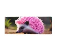 XBKGOHA Tappetino per mouse extra large con immagine di riccio rosa, forte adesione, durevole, bordo di bloccaggio preciso 30,5 x 80 cm