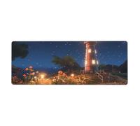 XBKGOHA Tappetino per mouse extra large con immagine di stella marina, faro e spiaggia, forte adesione, durevole, bordo di bloccaggio preciso 30,5 x 80 cm