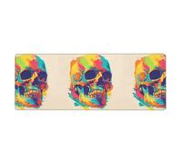 XBKGOHA Tappetino per mouse extra large con immagine di teschio colorato, forte adesione, durevole, bordo di bloccaggio preciso 30,5 x 80 cm