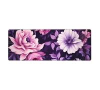XBKGOHA Tappetino per mouse extra large con immagine floreale rosa e viola, forte adesione, durevole, bordo di bloccaggio preciso 30,5 x 80 cm