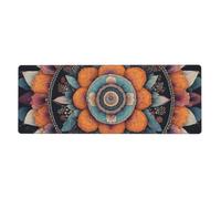 XBKGOHA Tappetino per mouse extra large con motivo mandala bohémien, fiori colorati, forte adesione, durevole, bordo di bloccaggio preciso 30,5 x 80 cm