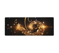 XBKGOHA Tappetino per mouse extra large con nota musicale dorata con immagine di stella lucida, forte adesione, durevole, bordo di bloccaggio preciso 30,5 x 80 cm
