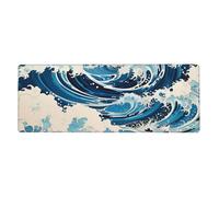 XBKGOHA Ukiyo-E Style Waves Picture tappetino per mouse extra large forte adesione, durevole, bordo di bloccaggio preciso 30,5 x 80 cm