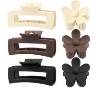 XBllcyiv Confezione da 6 fermagli per capelli opachi da donna, grandi, rettangolari, per capelli sottili e spessi, grande clip a fiore neutro, per capelli ricci e fini, antiscivolo, forte tenuta Jumbo