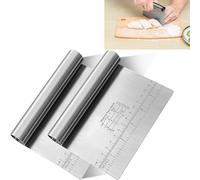 XBOGO Pro Dough Pastry Scraper/Cutter/Chopper Stainless Steel Mirror Polished with Measuring Scale Multipurpose- Cake, Pizza Cutter - Pastry Bread Separator Scale Knife