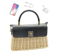 xBolsa de paja de mimbre para mujeres - Molso de paja liviano hecho a mano | Casual Summer Beach Tote | Pequeñas bolsas de cuerpo cruzado tejido para viajes de compras Picnic | Bolsa de hombro de