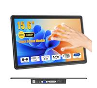 XBONFIRE Monitor touch screen da 15,6", HDR 1080P IPS a 10 punti, con HDMI, VGA, DVI, VESA e altoparlanti, touch screen per PC, laptop, RPi, POS, chiosco, casa, apparecchiature industriali