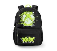 Xbox Zaino unisex per bambini con logo nero | Zaino scolastico con cerniera, stampa Game On e dettagli verdi | Ideale per il ritorno a scuola e per trasportare libri | Merchandising