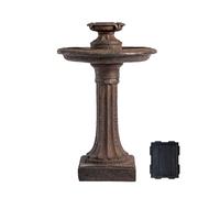 XBrand Fontana solare da 71,1 cm, 1 livello, vasca per uccelli da esterno, resina marrone, con pannello solare, pompa solare, prato e giardino, decorazione da giardino, fontana d'acqua da giardino