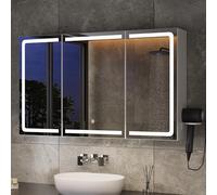 Xbro Armadietto Bagno con Specchio e Luce LED Regolabile, Mobile Bagno con Presa e Ripiano Laterale, Specchio Bagno Contenitore Sospeso per Spazi Compatti 100x16x60 cm