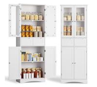 Xbro Armadietto da Cucina, Mobile bagno con 2 Armadi e 2 Cassetti, Mobile Cucina con Design Anti-Ribaltamento per Cucina, Soggiorno, Sala da Pranzo, Lavanderia (Bianco)