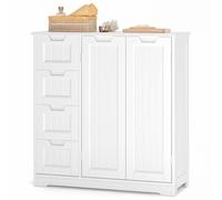 Xbro Armadio da Bagno con 4 Cassetti e 2 Ante, per Bagno, Soggiorno, Cucina, con Ripiano Regolabile, 81 x 30 x 83 cm, Bianco
