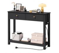 Xbro Consolle Ingresso Stretta con 2 Prese AC, USB e Type-C, Tavolo Consolle con 2 Cassetti e Ripiano, Mobile Salvaspazio per Corridoio, Soggiorno, Cucina e Dietro Divano, 100 x 30 x 80 cm