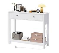 Xbro Consolle Ingresso Stretta con 2 Prese AC, USB e Type-C, Tavolo Consolle con 2 Cassetti e Ripiano, Mobile Salvaspazio per Corridoio, Soggiorno, Cucina e Dietro Divano, 100 x 30 x 80 cm