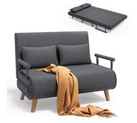 Xbro Divano letto a 2 posti con funzione letto, poltrona letto con schienale regolabile e 2 cuscini, poltrona con sonnolenza per piccolo appartamento (grigio scuro)
