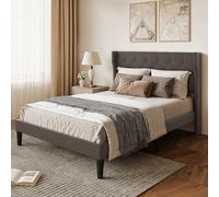 Xbro Letto Imbottito 140 x 200 cm, Testiera Confortevole, Design Moderno, Facile da Montare, Spazio di Archiviazione sotto il Letto, Grigio Scuro