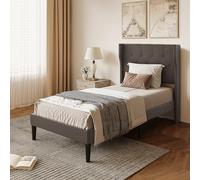 Xbro Letto Singolo 90 x 200 cm, Testata Confortevole, Design Moderno e Minimalista, Facile da Montare, Spazio di Archiviazione sotto il Letto per Piccole Stanze, Grigio Scuro