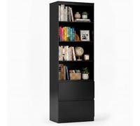 Xbro Libreria Verticale Stretta, Contenitore Multifunzione, 4 Vani Aperti, 2 Cassetti, Dispositivo Anti-Ribaltamento, per Soggiorno, Studio, Camera, Ufficio, 60×35×180cm