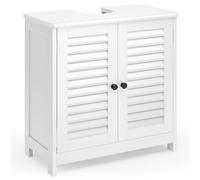 Xbro Mobile sottolavabo con 2 ante lamellari, ripiano regolabile, mobile da bagno, 60 x 30 x 60 cm, Bianco