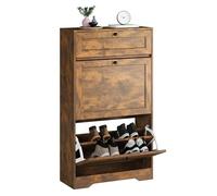 Xbro Scarpiera Slim Salvaspazio da Ingresso, Mobile Scarpiera Stretta 60 cm con 2 Ante a Ribalta e 1 Cassetto, Profondità 24 cm, Sistema Anti Ribaltamento, 60x24x102 cm, Legno Naturale