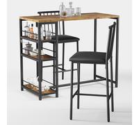 Xbro Tavolo da Bar con 2 Sedie Imbottite, Set 3 Pezzi Tavolo da Pranzo con 3 Ripiani e Porta Bottiglie, Tavolo Salvaspazio per Cucina, Soggiorno e Sala da Pranzo, Retrò