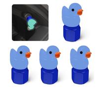 xbrtaia Confezione da 4 tappi per valvole per pneumatici a forma di anatra, si illuminano al buio, universali, per auto, moto, camion e biciclette (blu)