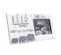 Xbsduih 1 Cornice per la Prima Foto 'Ecografia del Bambino - Regalo per L'Annuncio della Gravidanza - Cornice Bianca in Legno per la Foto 'Ecografia del Bambino - Conto alla Rovescia delle Set