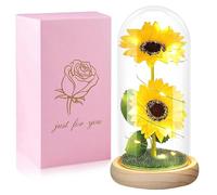 Xbsduih 1 pezzo conservato con copertura in vetro, pellicola oro splendente girasole, come da immagine, vetro, plastica