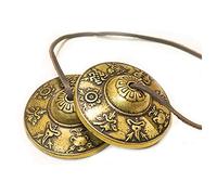 Xbsduih 1 set tibetano in ottone fatto a mano, tibetano, campana tibetana, guarigione dei chakra, antistress, meditazione yoga, giallo