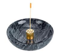 Xbsduih 1 supporto per bastoncini di incenso in marmo naturale con 9 fori di incenso, nero, 11,6 cm (4,6), in marmo per bastoncini di incenso, bobine coni di ritorno, robusto, fatto a mano