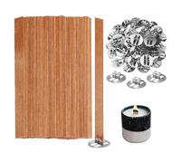 Xbsduih 100 stoppini in legno per la produzione di candele, stoppini in legno + clip in metallo, 1 set