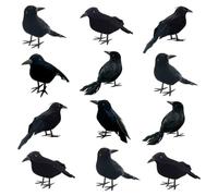 Xbsduih 12 Pezzi di Corvi Neri di Halloween Dall'Aspetto Realistico Fatto A Mano con Corvo Piumato in 3 Stili