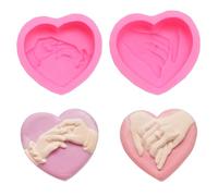 Xbsduih 2 pezzi a forma di cuore 3D in gel di silice rosso, simbolo dell'amore fai da te, in resina e sapone