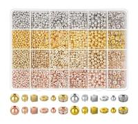 Xbsduih 3820 Pezzi di Perline Dorate per la Creazione di Gioielli, Perline Assortite per Braccialetti, Perline Distanziatrici con Strass, Perline Piatte, Piccole Perline Dorate, Facili da Usare