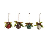 Xbsduih 4 campane natalizie tradizionali per albero di Natale, campane in metallo, come da immagine, per decorazioni natalizie