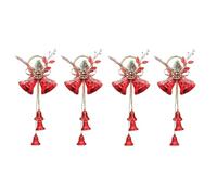 Xbsduih 4 campanelle natalizie per porta, ornamenti, decorazioni per albero di Natale rosso con 5 campane e pigne di abete, durevoli, facili da usare, 17 x 8 x 39 cm
