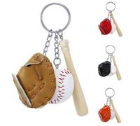Xbsduih 4 pz Baseball Bat Portachiavi Accessori Sport Portachiavi Metallo+PU per Ragazze Pendent
