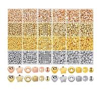 Xbsduih 4000 perline distanziali per la creazione di gioielli, 24 diversi tipi di perle, come da immagine: perle a stella, perline circolari, perline quadrate, perline a forma di cuore