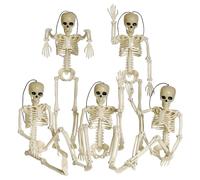 Xbsduih 5 scheletri a 16 corpo intero con articolazioni mobili, adatti per decorazioni di Halloween e cimitero