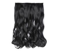 Xbsduih 55 cm, set di 3 pezzi ispessito, peruco riccio lungo ondulato, peruco per capelli ad alta temperatura, nero naturale, rotolo ondulato lungo