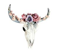 Xbsduih Arazzo da parete a forma di mucca in resina con teschio di mucca, decorazione da parete per cameretta dei bambini, con sospensione, S facile da installare, facile da usare
