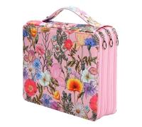Xbsduih Astuccio per matite colorate con cerniera, capienza, organizer in poliestere, portapenne per studenti o artisti, facile da installare, facile da usare., Colore: rosa.